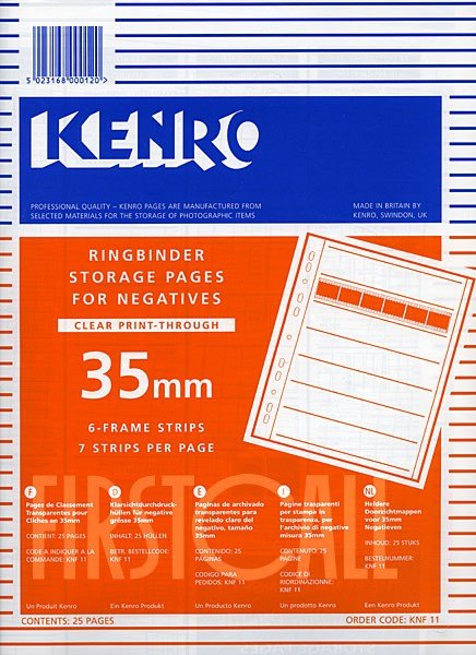 Kenro Kenro Negative Pages, Print Thru Acetate, 35mm, 25 sheets