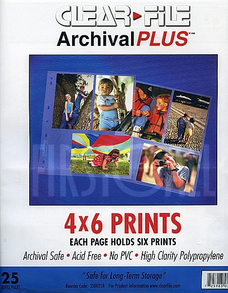 Clearfile Clearfile 35B Print Pages 4x6in Archival Plus Pack of 25