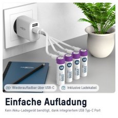 Ansmann Li-Ion Rechargeable Battery USB-C port - AA 1.5v (4)