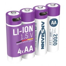 Ansmann Li-Ion Rechargeable Battery USB-C port - AA 1.5v (4)