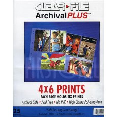 Clearfile 35B Print Pages 4x6in Archival Plus Pack of 25