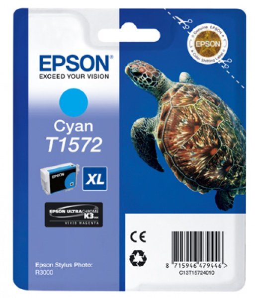 Epson Epson Ink Jet Cartridge T1572, Turtle, Cyan