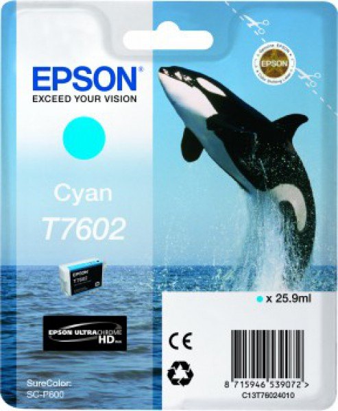 Epson Epson Ink Jet Cartridge T7602 Killer Whale Cyan - Clearance - Expired 2024