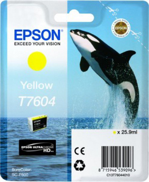 Epson Epson Ink Jet Cartridge T7604 Killer Whale, Yellow - Clearance - Expired 2024